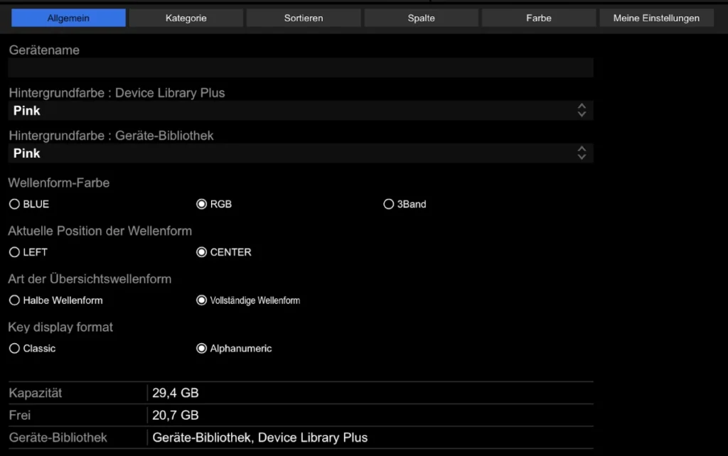 Recordbox Optionen