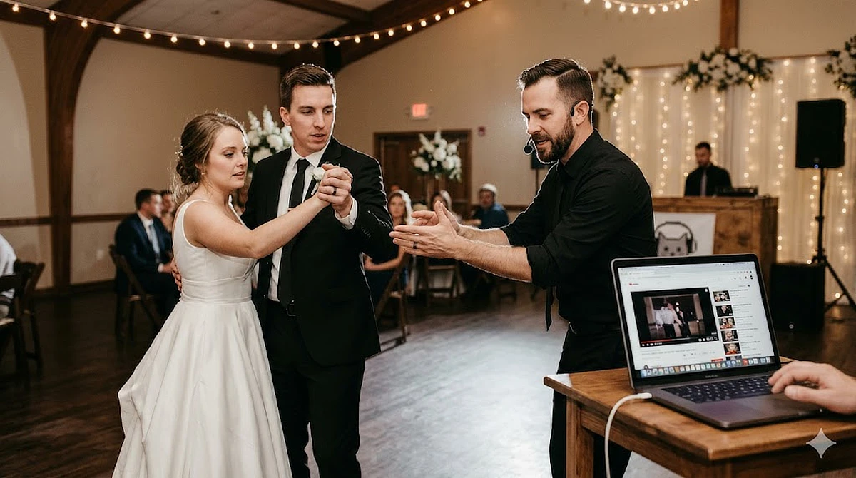 Tanzlehrer nutzen oft YouTube Musik um den Hochzeitspaaren den Eröffnungstanz beizubringen